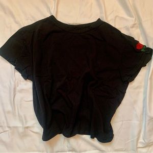 Like New Black Boxy Short Sleeve Top, XL (#104)